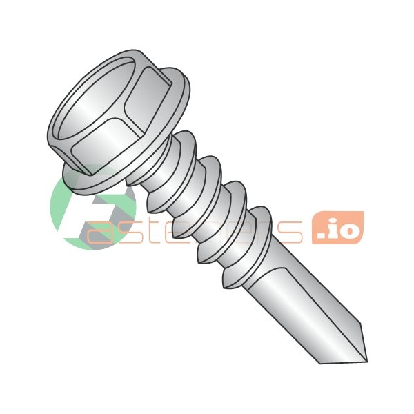 Newport Fasteners Self-Drilling Screw, #14 x 3 in, Plain 410 Stainless Steel Flange Hex Head External Hex Drive 509929 - main